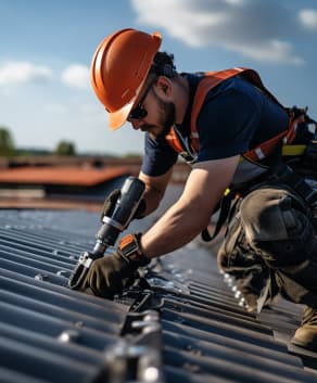Factory-trained roofing team at work in Nigeria for IDE Global Link